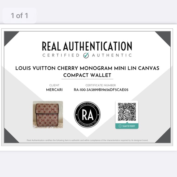 Authentic Louis Vuitton Cherry Monogram Mini Lin Canvas Compact Wallet - Picture 2 of 16